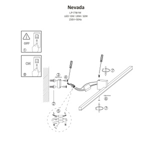Aplica perete Nevada 40 cm Alb IP44 LED 4000K - Img 4