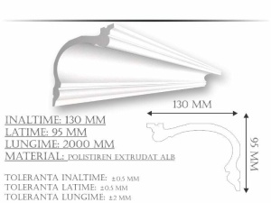 Bagheta de colt / Cornisa de interior BC40 dimensiuni 130x95x2000mm - Img 3