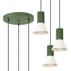 Lampă suspendată ESTRIA 3P bej/verde-oliv