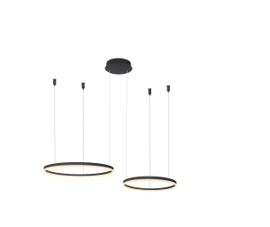 Lustra HALO PENDANT 80+60 CCT Negru + Telecomanda