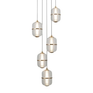 Lustra Negru - Auriu LED 5 becuri Alani - Img 3