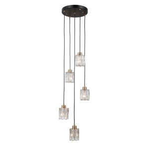Lustra Torno Negru Auriu 5 x E14 - Img 1