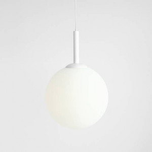 Pendul modern alb cu glob de sticla Bosso d50