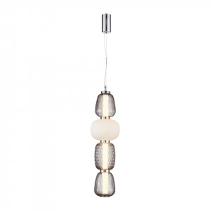 Pendul modern chrome cu 4 globuri din sticla si led Eris