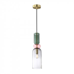 Pendul modern multicolor cu glob de sticla gri Manso