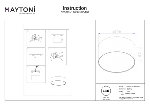 Plafoniera C032CL-12W3K-RD-MG - Zon - Img 2