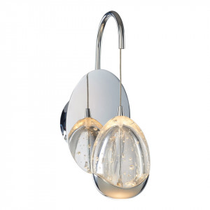 Aplica perete moderna chrome cu glob transparent Huelto