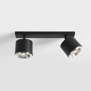 Aplica perete moderna neagra din metal cu 2 becuri Bot