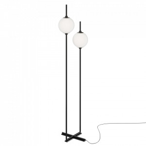 Lampadar modern negru liniar cu 2 globuri de sticla Maytoni The Sixth Sense