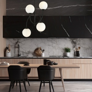 Lustra ARCHI 4B Negru OPAL - Img 4