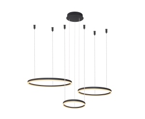 Lustra HALO PENDANT 80+60+40 CCT Negru + Telecomanda