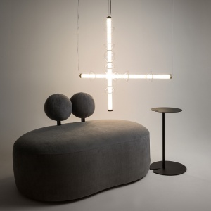 Lustra moderna aurie din metal si sticla cu led Maytoni Cosmo - Img 3