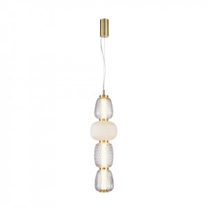 Pendul modern auriu cu 4 globuri din sticla si led Eris