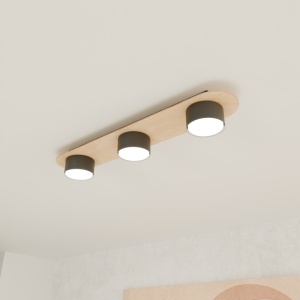 Plafoniera DIAZ 3 Negru WOOD - Img 2