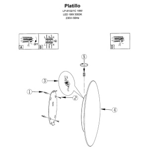 Plafoniera Platillo 16 cm Alb LED 3000K - Img 4