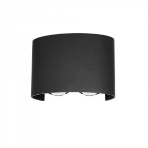 Aplica perete exterior moderna neagra cu 2 leduri Ortelo