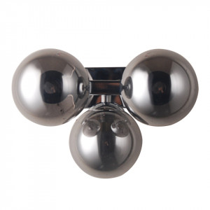 Aplica perete moderna chrome cu 3 globuri de sticla Marbelio