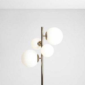 Lampadar modern auriu liniar cu 4 globuri din sticla Bloom