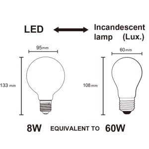 LED E27 8W 3000K 720lm G95 E27 BULBS R09246 - Img 2