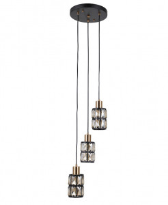 Lustra moderna neagra cu 3 pendule cu cristale Menfi