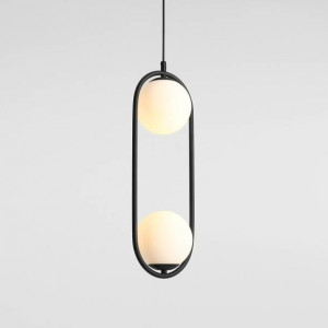 Pendul modern negru cu 2 globuri de sticla Riva