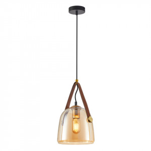 Pendul modern negru din metal cu sticla bej Solta