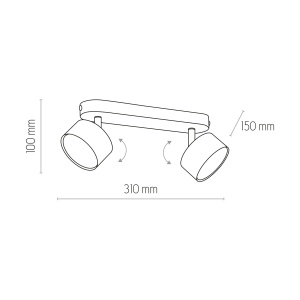 Plafoniera/ Aplica perete Negru Chrome 2xGX 53 CLARK 3403TK - Img 4