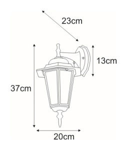 Aplica perete exterior K-5009A DOWN Negru - STANDARD - Img 2