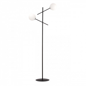 Lampadar modern negru cu 2 globuri albe Linear