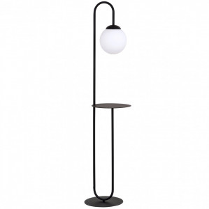 Lampadar modern negru cu glob de sticla si suport Bari