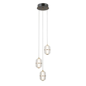 Lustra Negru - Auriu LED 3 becuri Alani - Img 3