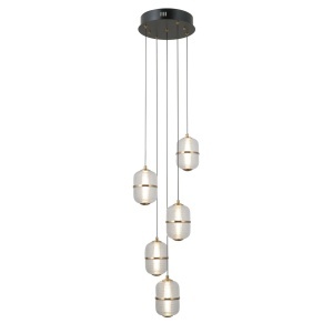 Lustra Negru - Auriu LED 5 becuri Alani - Img 4