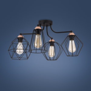 Plafoniera/ Aplica perete Negru Cupru 4xE27 GALAXY 1645TK - Img 3