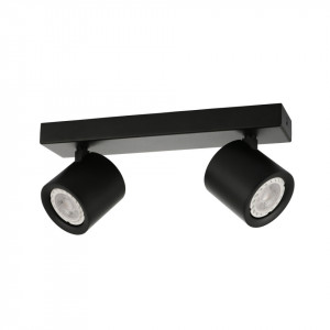 Spot aplicat modern negru rotund cu 2 brate Carlota