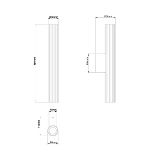 Aplica perete Linea 45 cm Negru LED CCT - Img 4