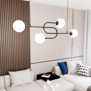 Lustra ATRIA 4 Negru OPAL - Img 3