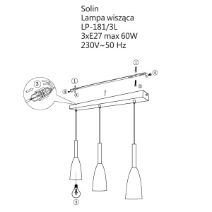 Lustra Solin 3 Negru 3xE27 - Img 4