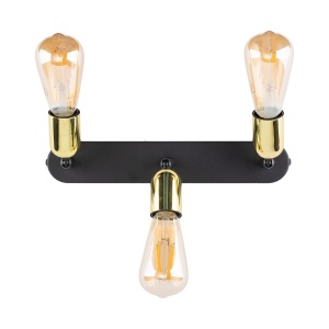 Plafoniera/ Aplica perete Negru Auriu 3xE27 TOP 5680TK - Img 2
