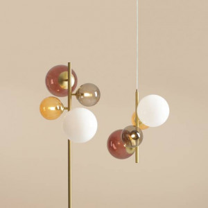 Lampadar modern multicolor liniar cu 4 globuri din sticla Bloom Colour