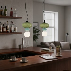 Lustra Albastru - Verde - Alb LED becuri Tordi - Img 3