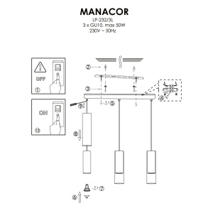Lustra Manacor Negru 3xGU10 - Img 4