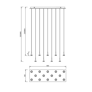 Lustra patrat 14xLED 5W 3000K W/T sticla ANDROMEDA 8936 - Img 2