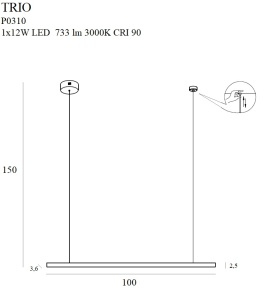 Lustra TRIO 1 P0310 LED Negru - Img 3