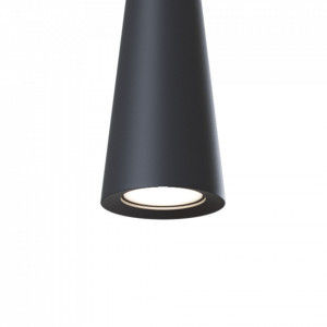 Pendul Maytoni Nevill Negru -01B  Culoare: Negru  Dimensiuni: Diametru 10cm, Inaltime 36cm (min) 158cm (max)  Material structura: Metal  Becuri: 1 x GU10 (40W)  Greutate: 0.4kg
