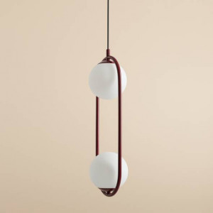 Pendul rosu, Pendul metal, Pendul metal rosu, Pendul iluminat insula, Pendul interior, Pendul interior culoare rosu, Iluminat interior, Pendul masa, Iluminat masa dining, Pendul modern, Iluminat bucatarie, Pendul bucatarie, Pendul insula bucatarie