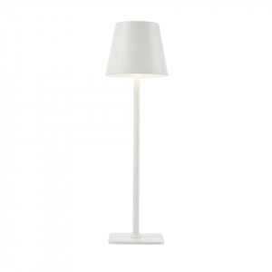 Veioza moderna alba din metal cu led Atlas