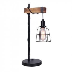 Veioza moderna neagra cu lemn stil industrial Ponte