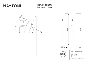 Aplica perete MOD245WL-L24BK - Halo - Img 2