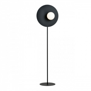 Lampadar modern negru cu glob de sticla alb Oslo