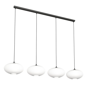 Lustra COCO 4 Negru sticla alba